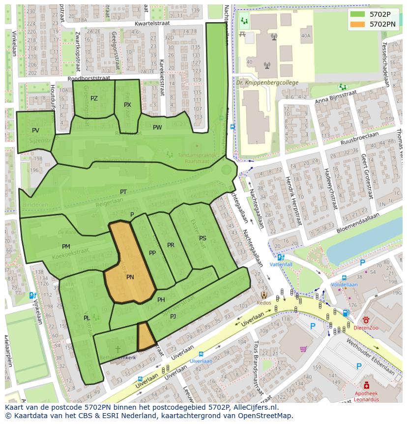 Afbeelding van het postcodegebied 5702 PN op de kaart.