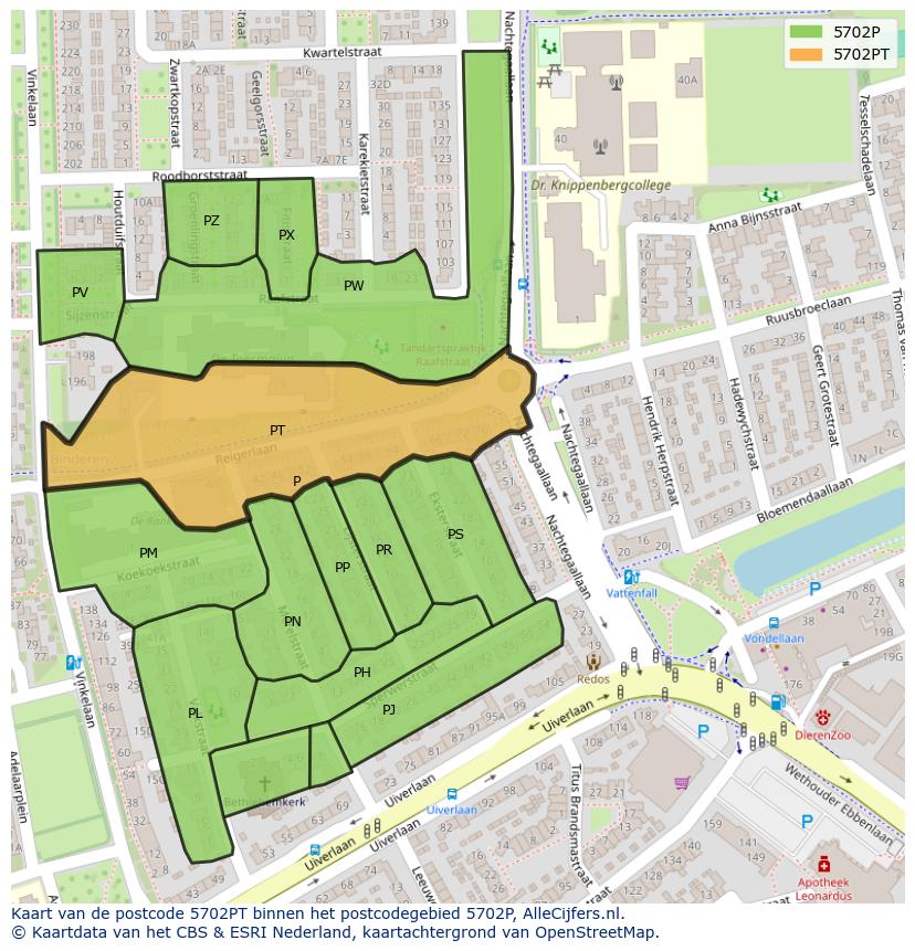 Afbeelding van het postcodegebied 5702 PT op de kaart.