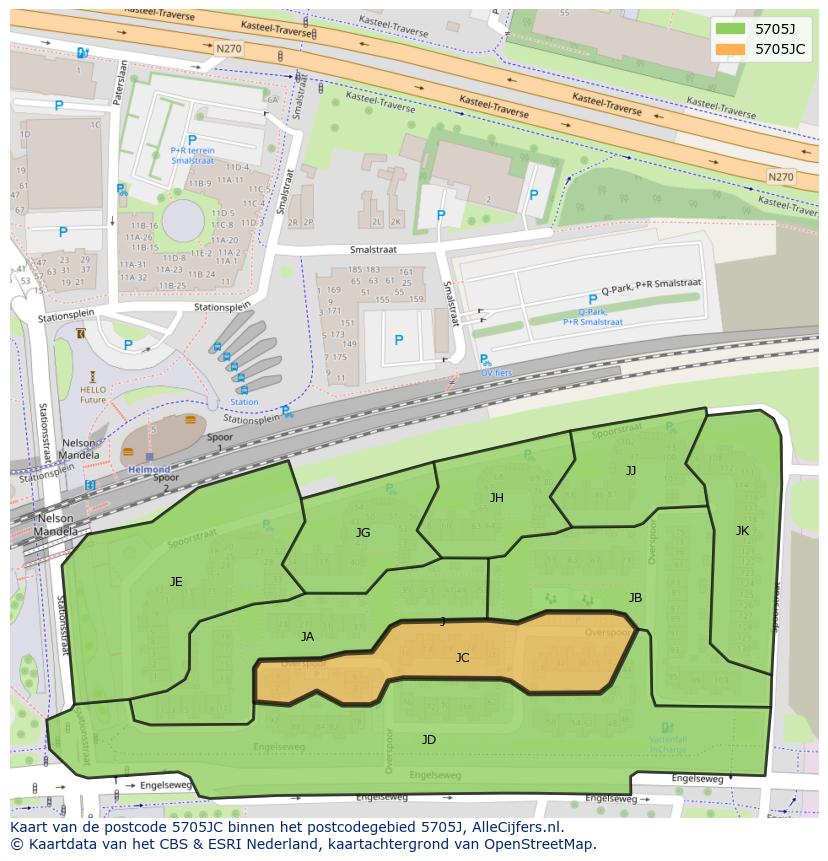 Afbeelding van het postcodegebied 5705 JC op de kaart.