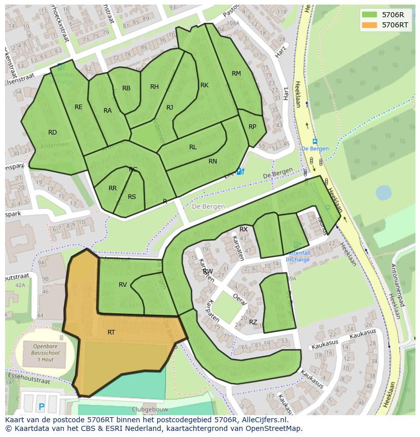 Afbeelding van het postcodegebied 5706 RT op de kaart.