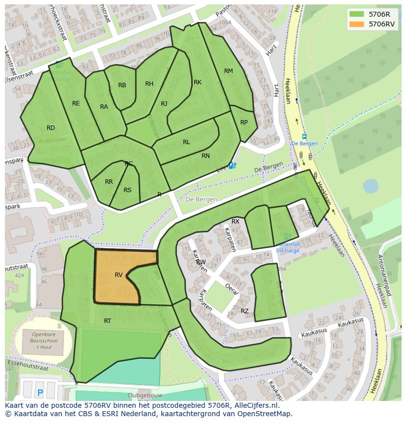 Afbeelding van het postcodegebied 5706 RV op de kaart.