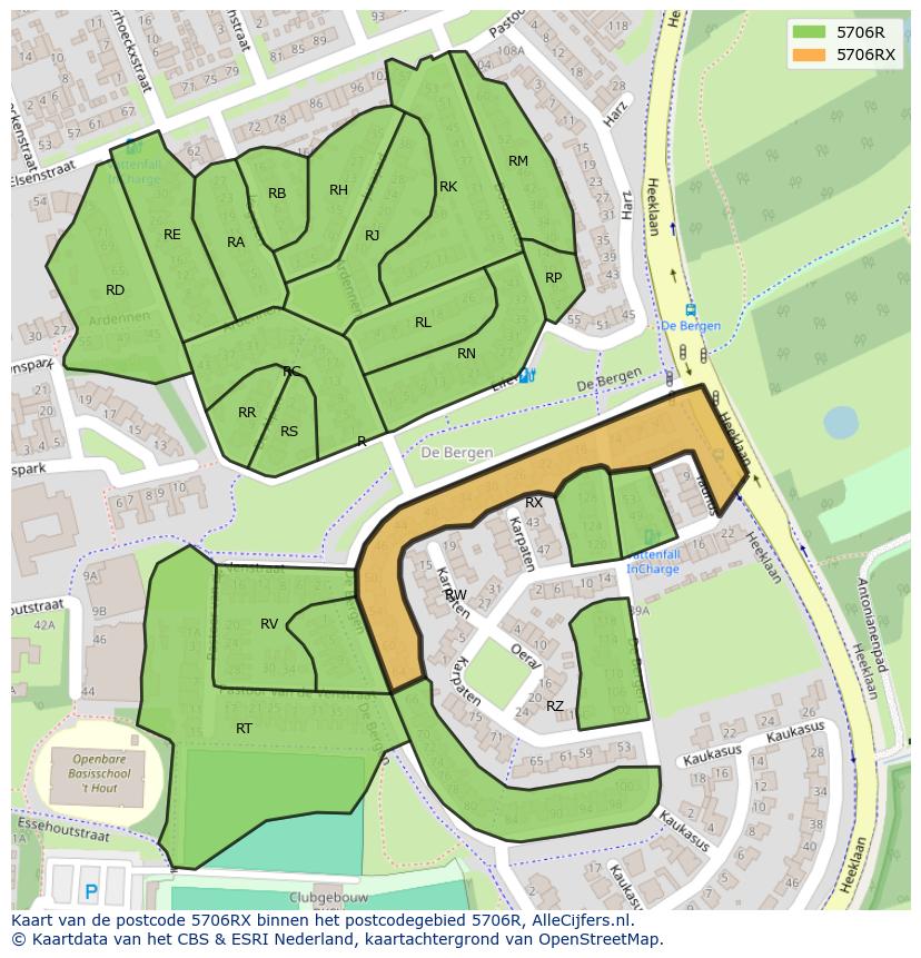 Afbeelding van het postcodegebied 5706 RX op de kaart.