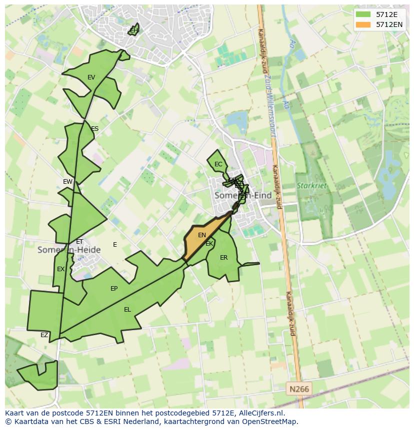 Afbeelding van het postcodegebied 5712 EN op de kaart.