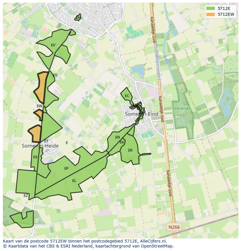Afbeelding van het postcodegebied 5712 EW op de kaart.
