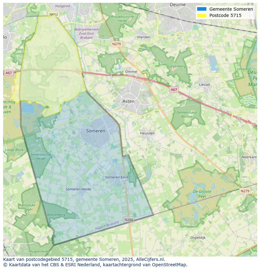 Afbeelding van het postcodegebied 5715 op de kaart.