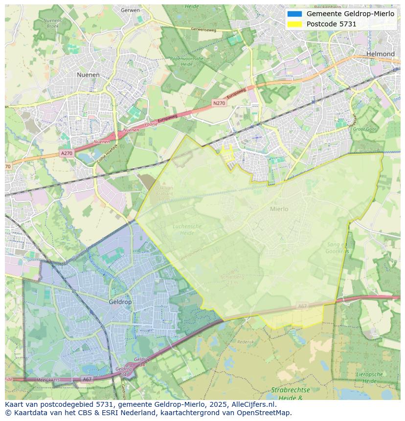 Afbeelding van het postcodegebied 5731 op de kaart.