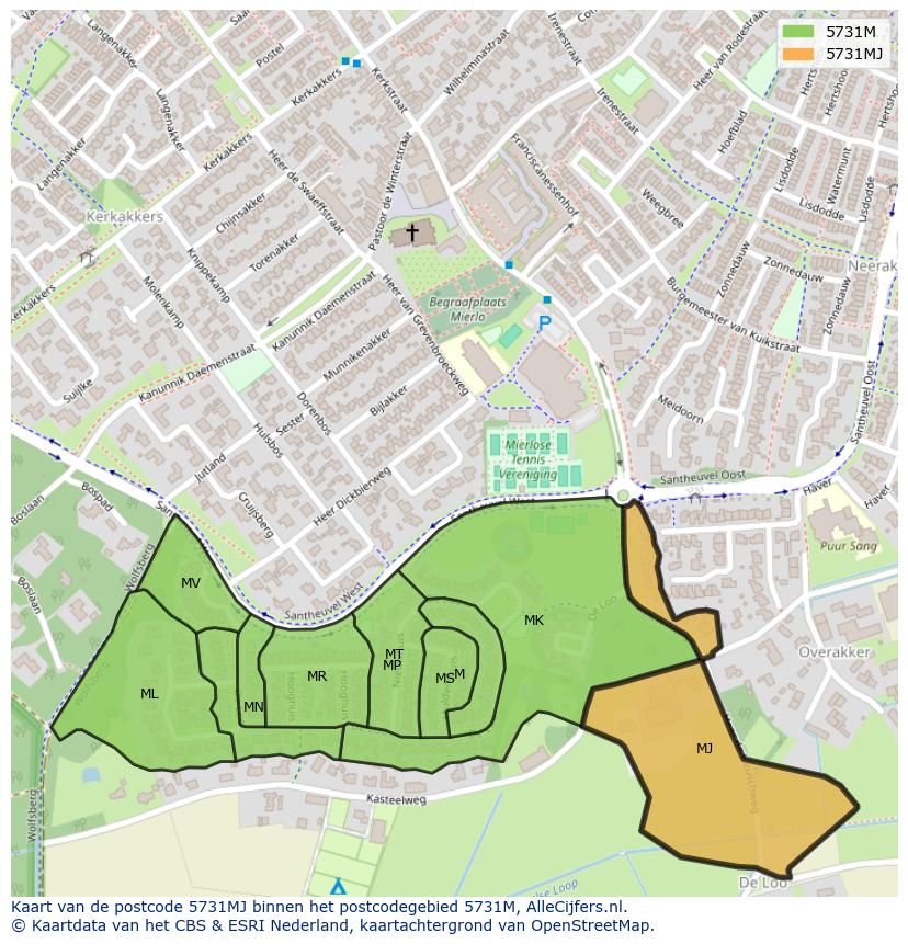 Afbeelding van het postcodegebied 5731 MJ op de kaart.