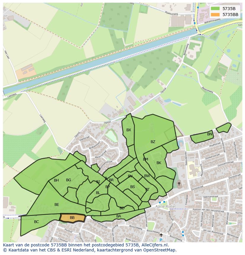 Afbeelding van het postcodegebied 5735 BB op de kaart.