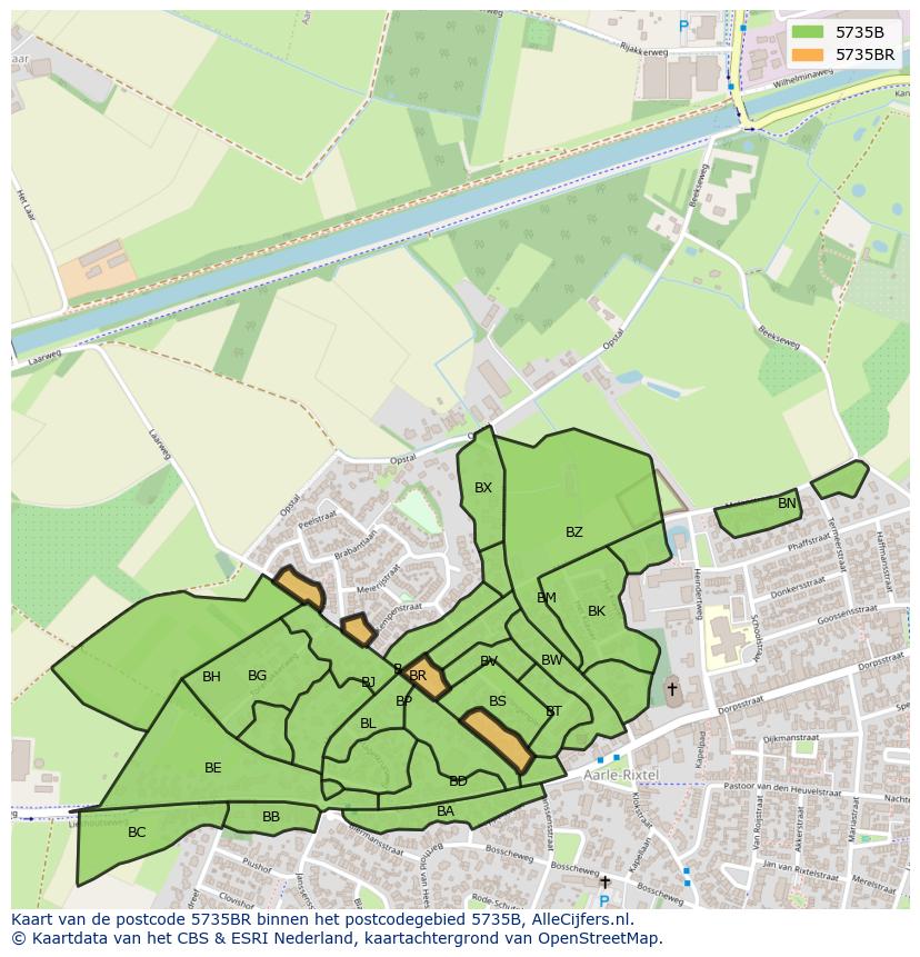 Afbeelding van het postcodegebied 5735 BR op de kaart.