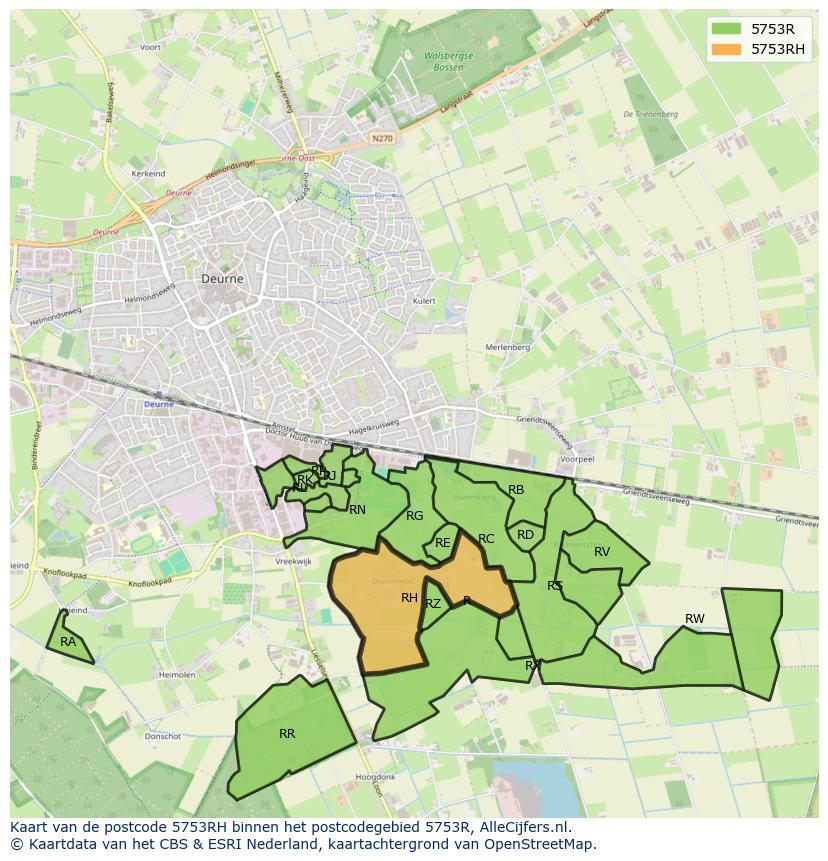 Afbeelding van het postcodegebied 5753 RH op de kaart.