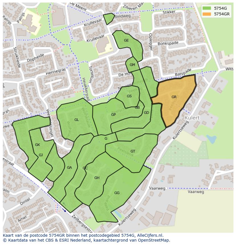 Afbeelding van het postcodegebied 5754 GR op de kaart.