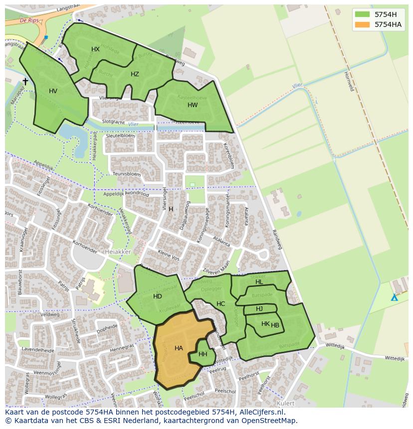 Afbeelding van het postcodegebied 5754 HA op de kaart.