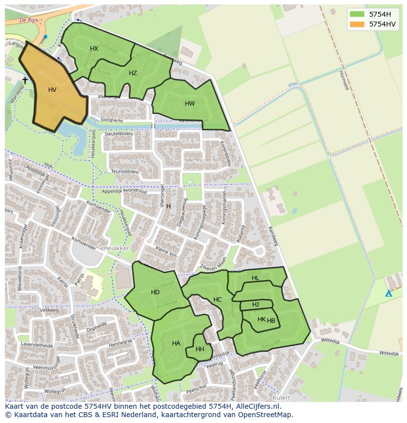 Afbeelding van het postcodegebied 5754 HV op de kaart.