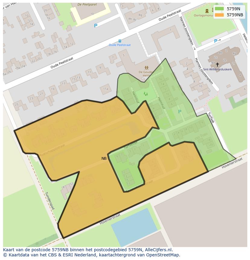 Afbeelding van het postcodegebied 5759 NB op de kaart.