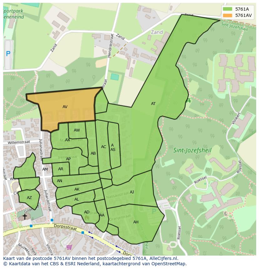 Afbeelding van het postcodegebied 5761 AV op de kaart.