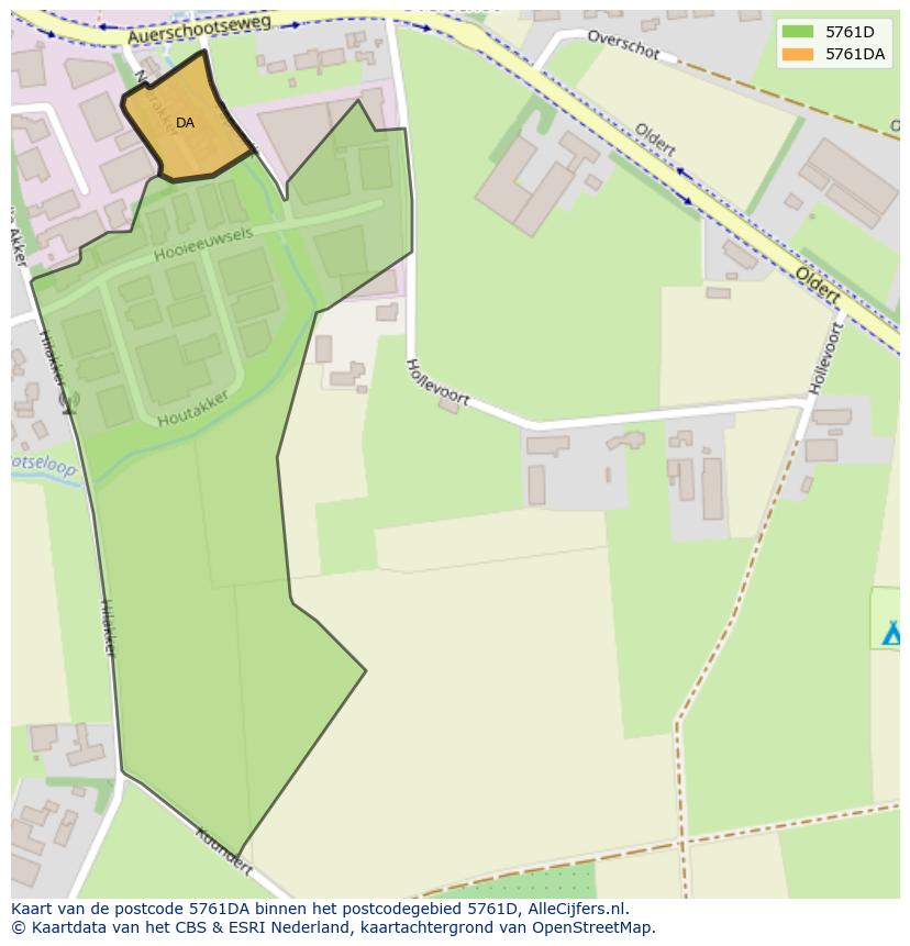 Afbeelding van het postcodegebied 5761 DA op de kaart.