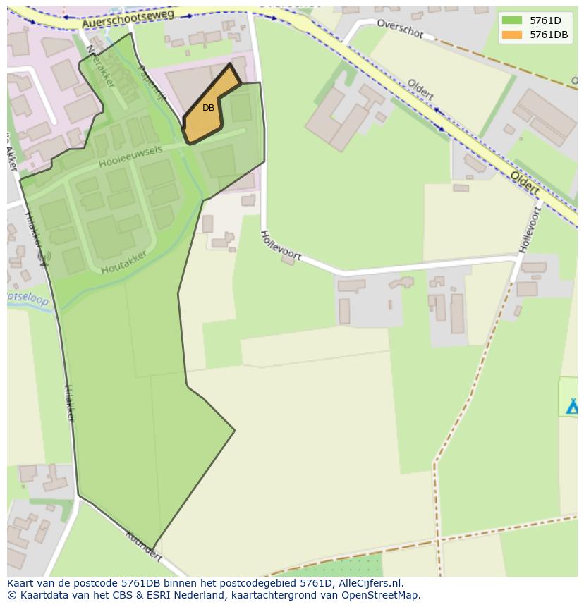 Afbeelding van het postcodegebied 5761 DB op de kaart.
