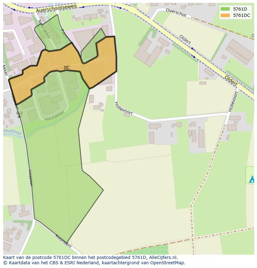 Afbeelding van het postcodegebied 5761 DC op de kaart.