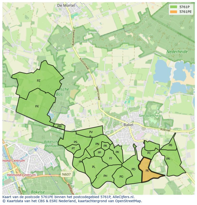 Afbeelding van het postcodegebied 5761 PE op de kaart.