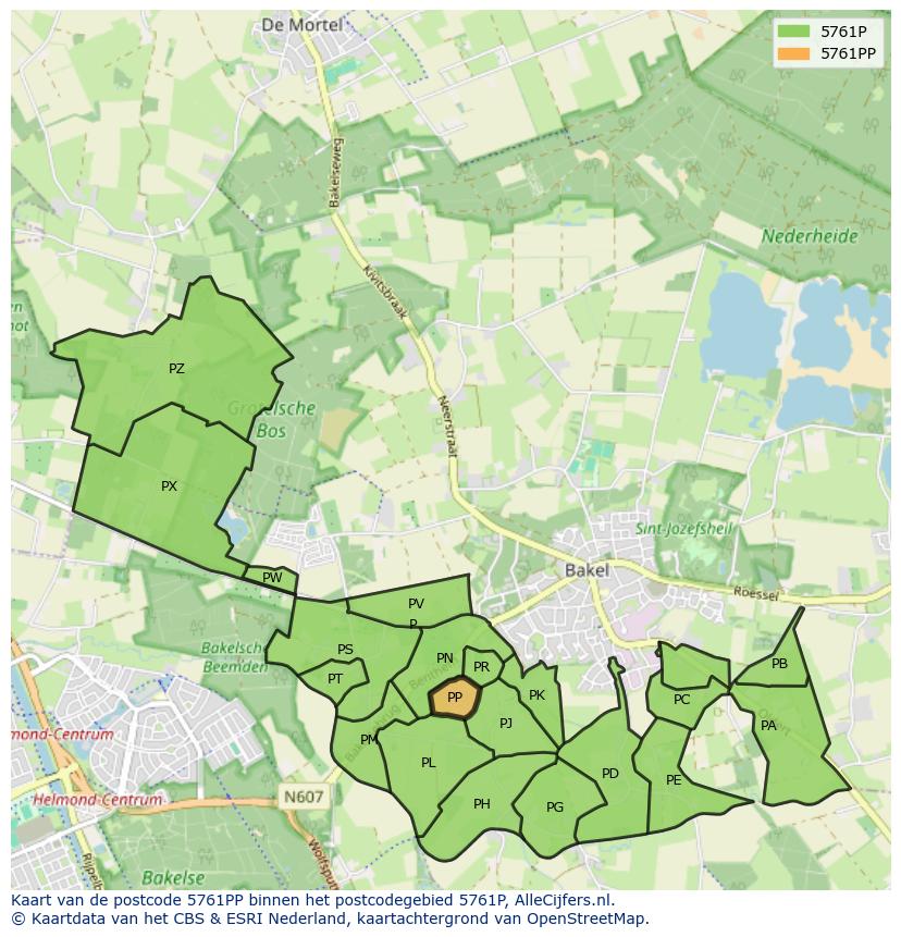 Afbeelding van het postcodegebied 5761 PP op de kaart.