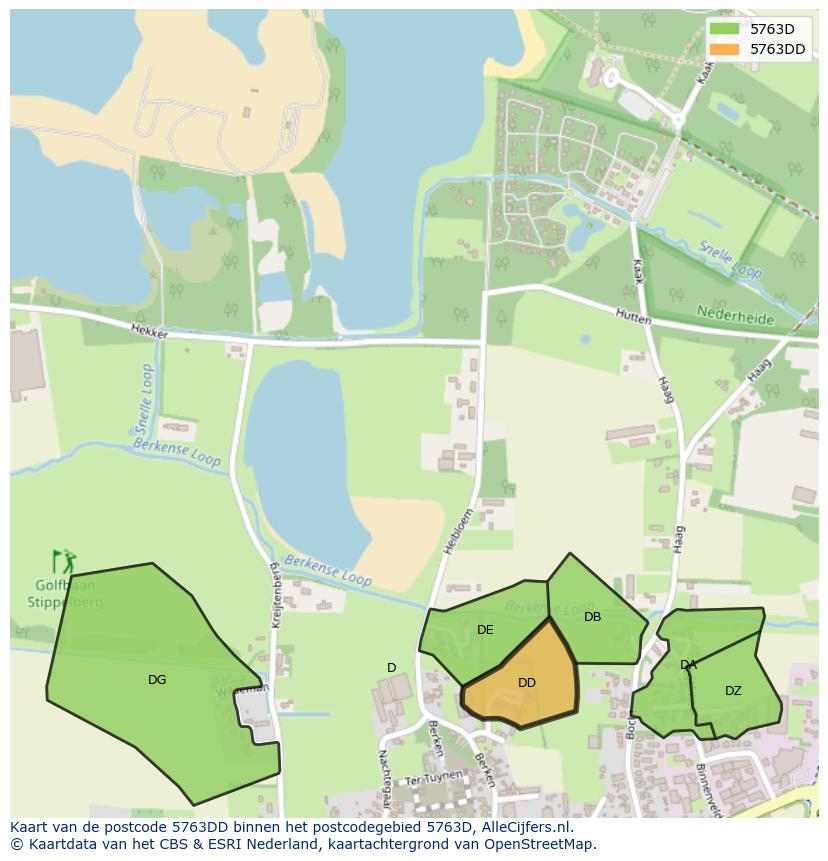 Afbeelding van het postcodegebied 5763 DD op de kaart.