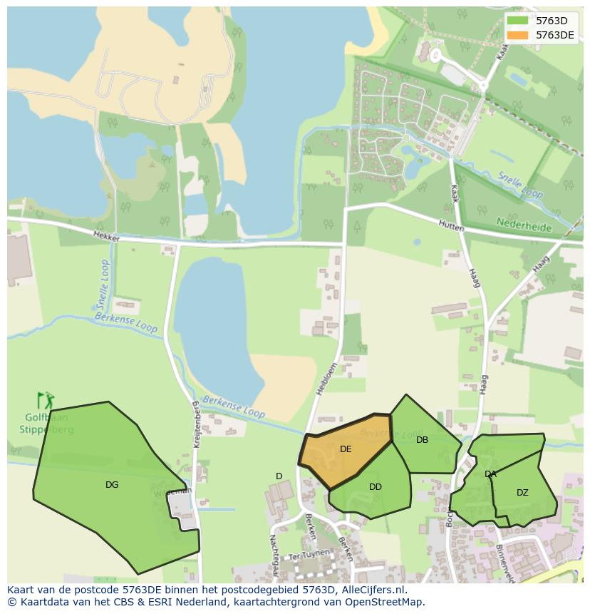 Afbeelding van het postcodegebied 5763 DE op de kaart.