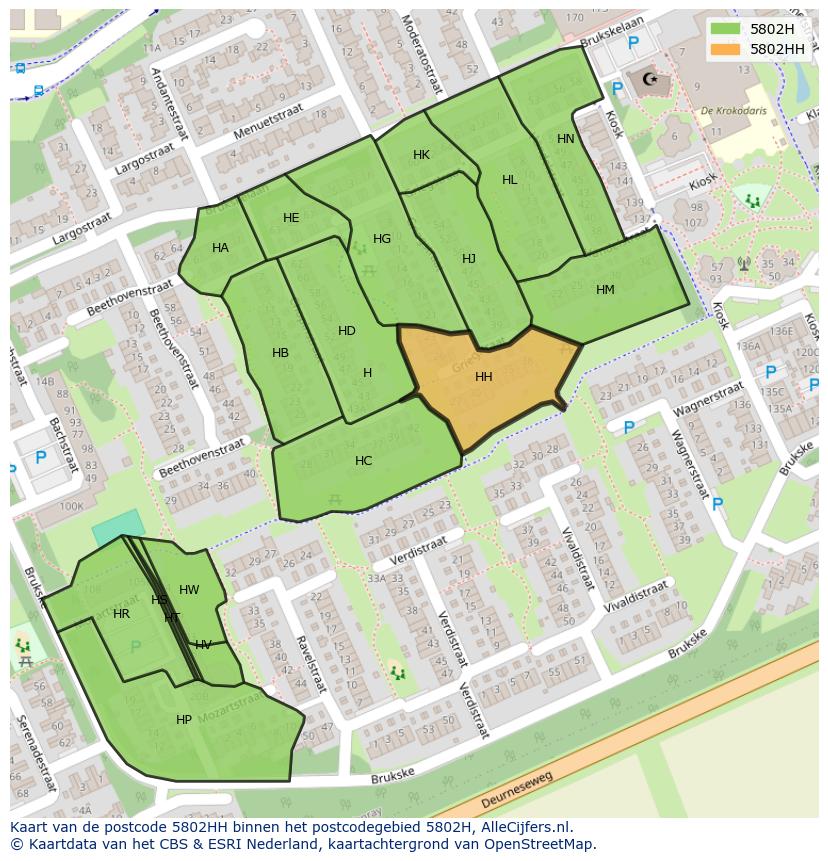 Afbeelding van het postcodegebied 5802 HH op de kaart.