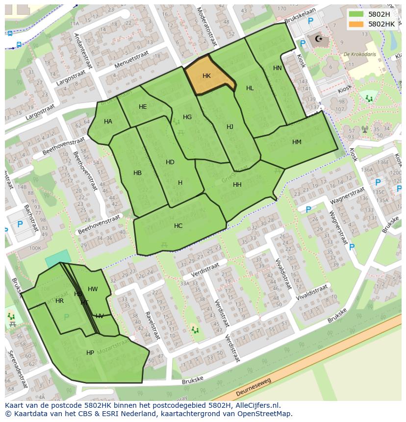 Afbeelding van het postcodegebied 5802 HK op de kaart.