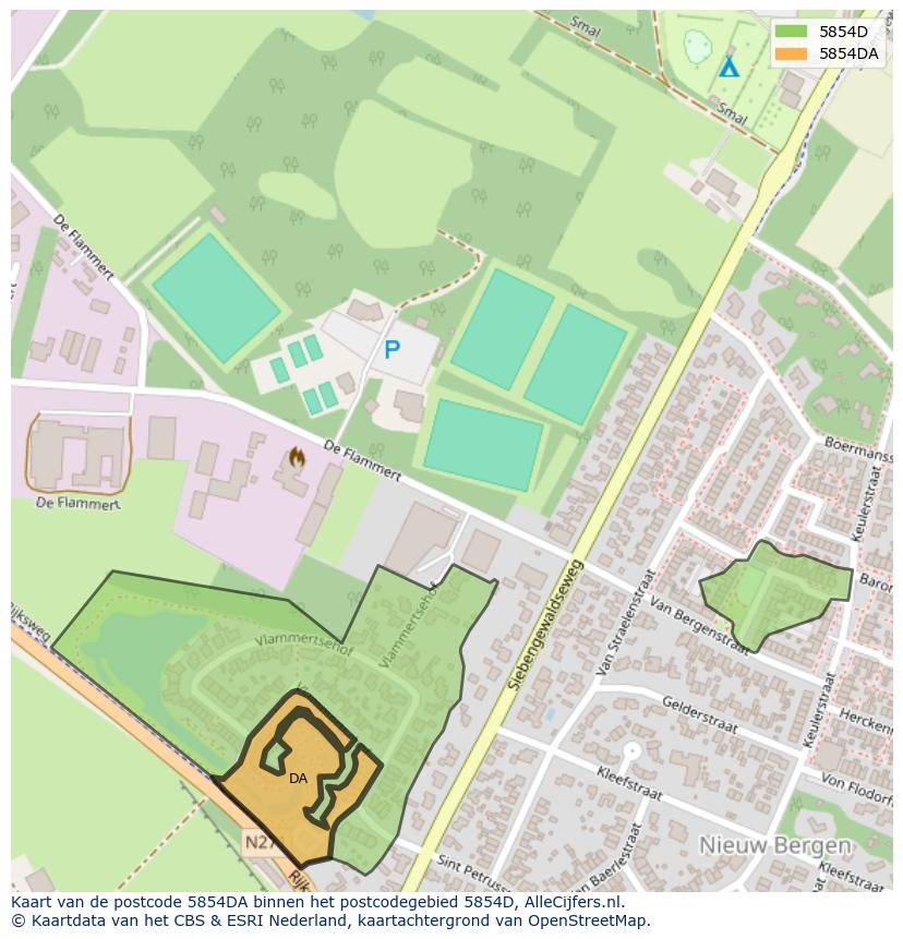 Afbeelding van het postcodegebied 5854 DA op de kaart.