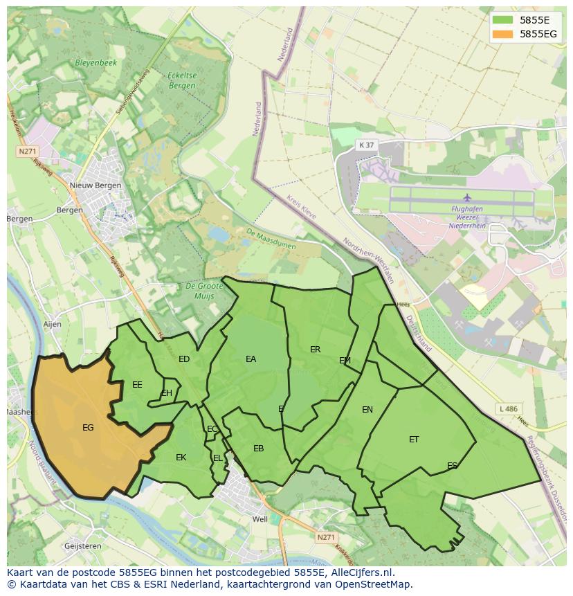 Afbeelding van het postcodegebied 5855 EG op de kaart.