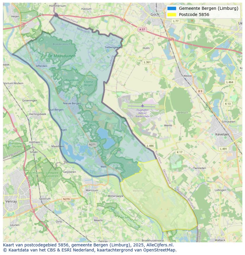 Afbeelding van het postcodegebied 5856 op de kaart.