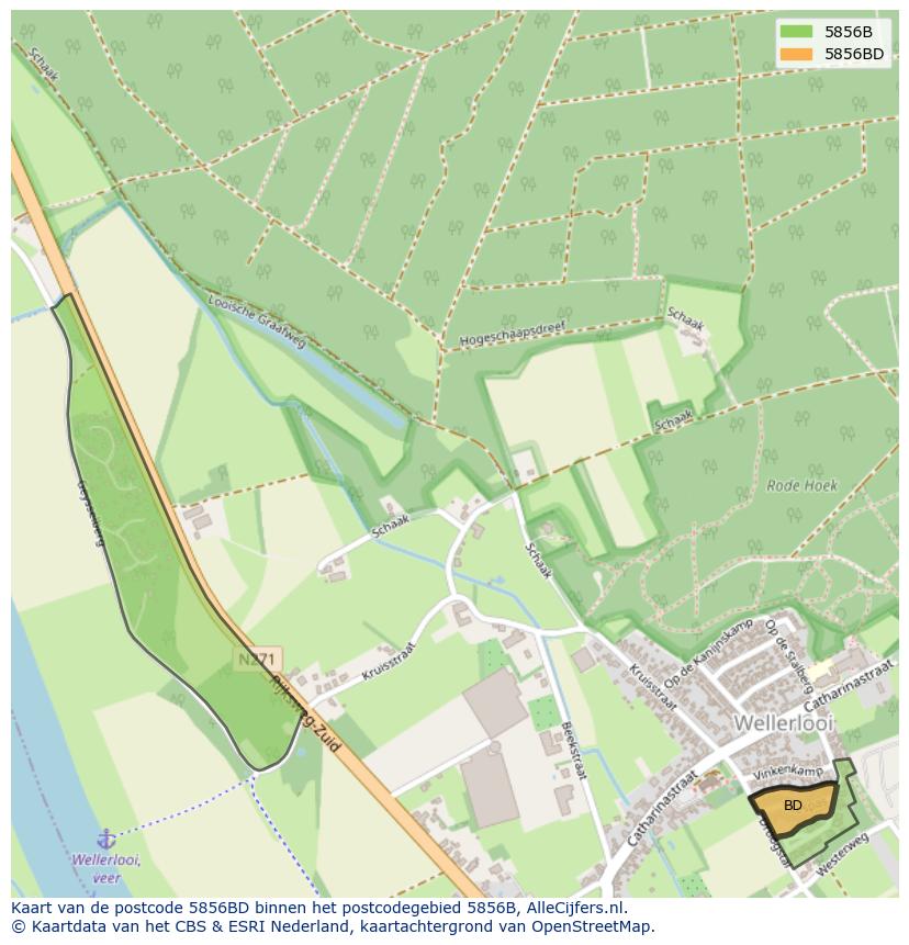 Afbeelding van het postcodegebied 5856 BD op de kaart.