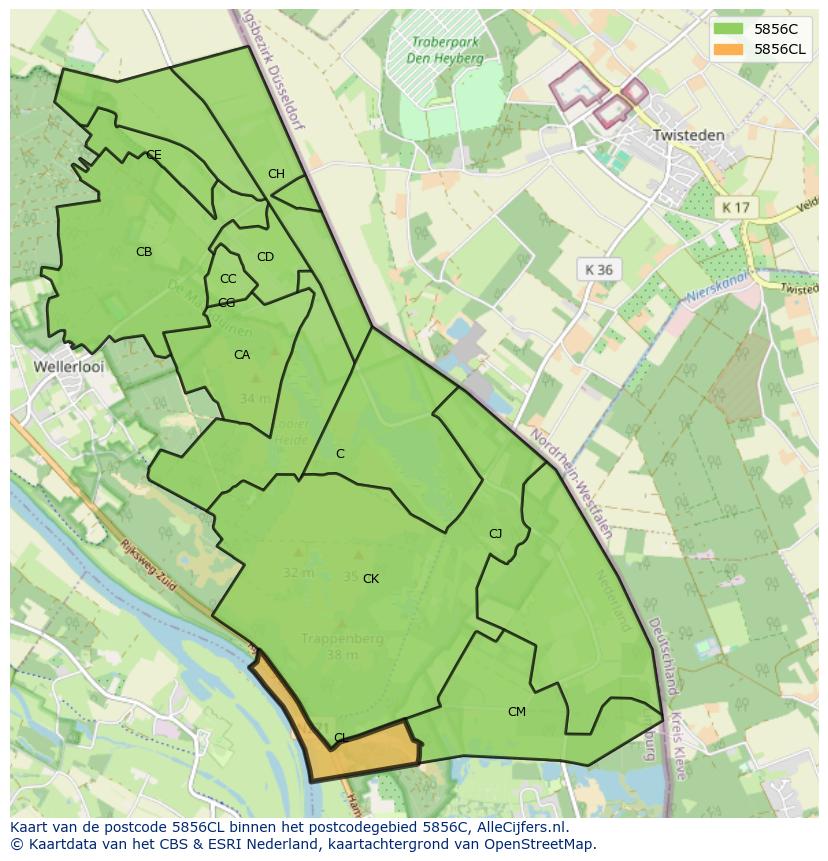 Afbeelding van het postcodegebied 5856 CL op de kaart.