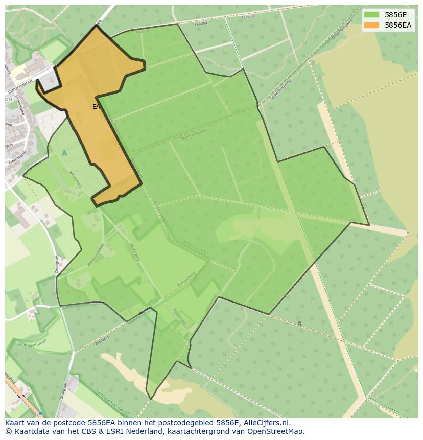 Afbeelding van het postcodegebied 5856 EA op de kaart.