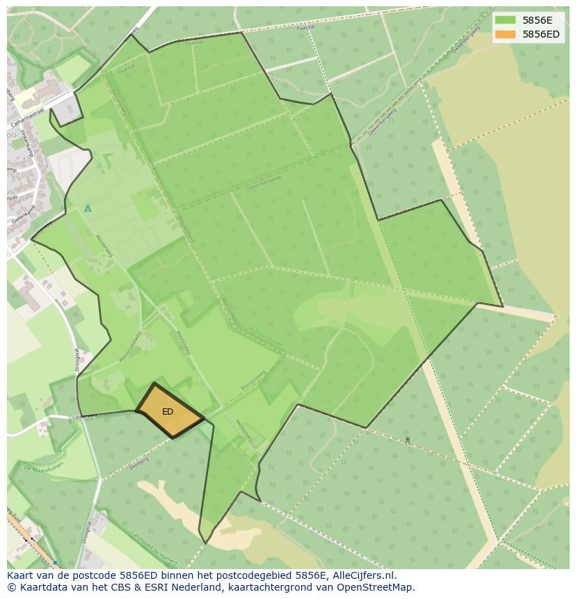Afbeelding van het postcodegebied 5856 ED op de kaart.