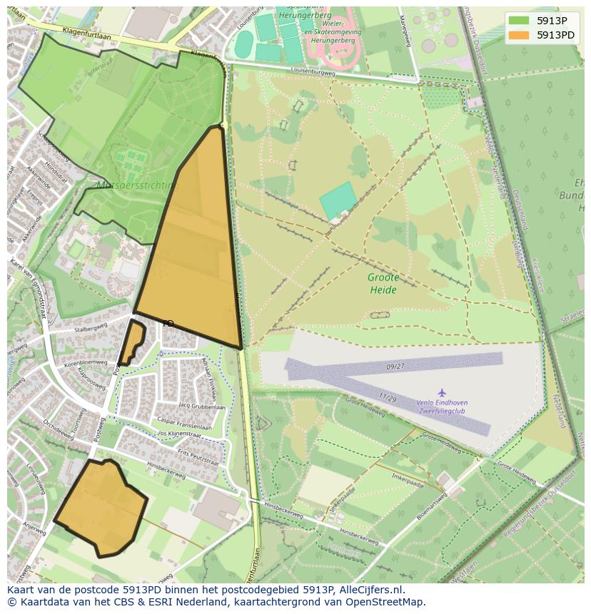 Afbeelding van het postcodegebied 5913 PD op de kaart.