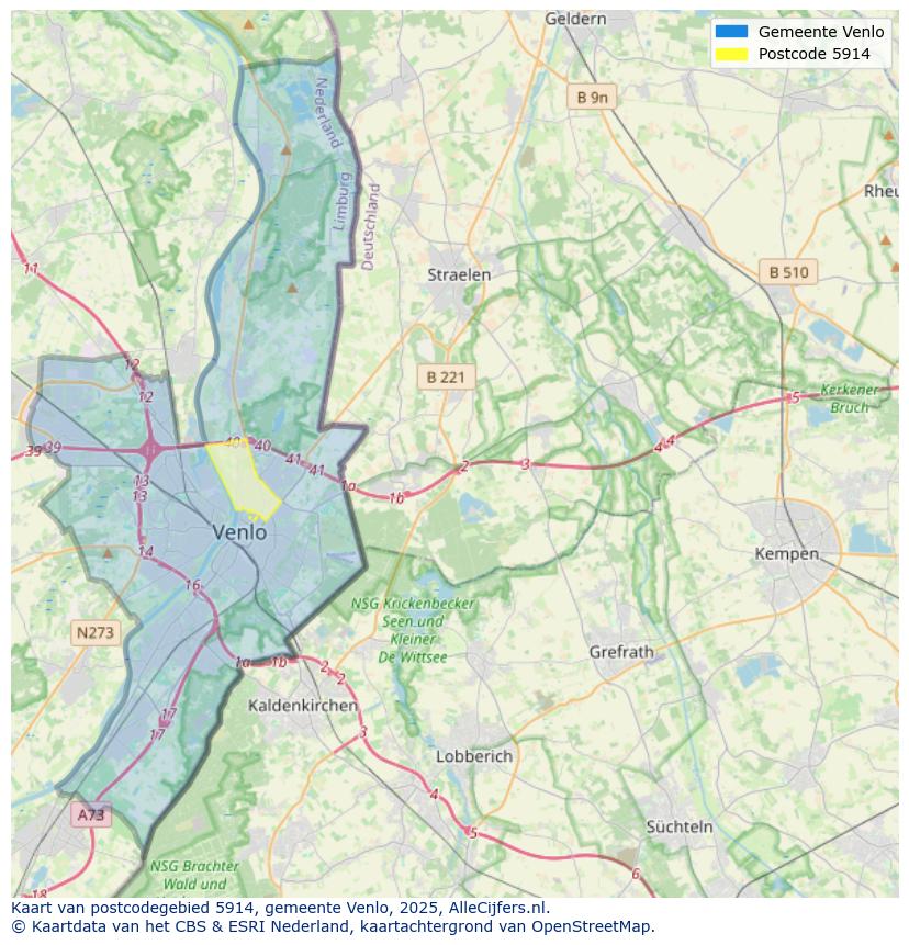 Afbeelding van het postcodegebied 5914 op de kaart.