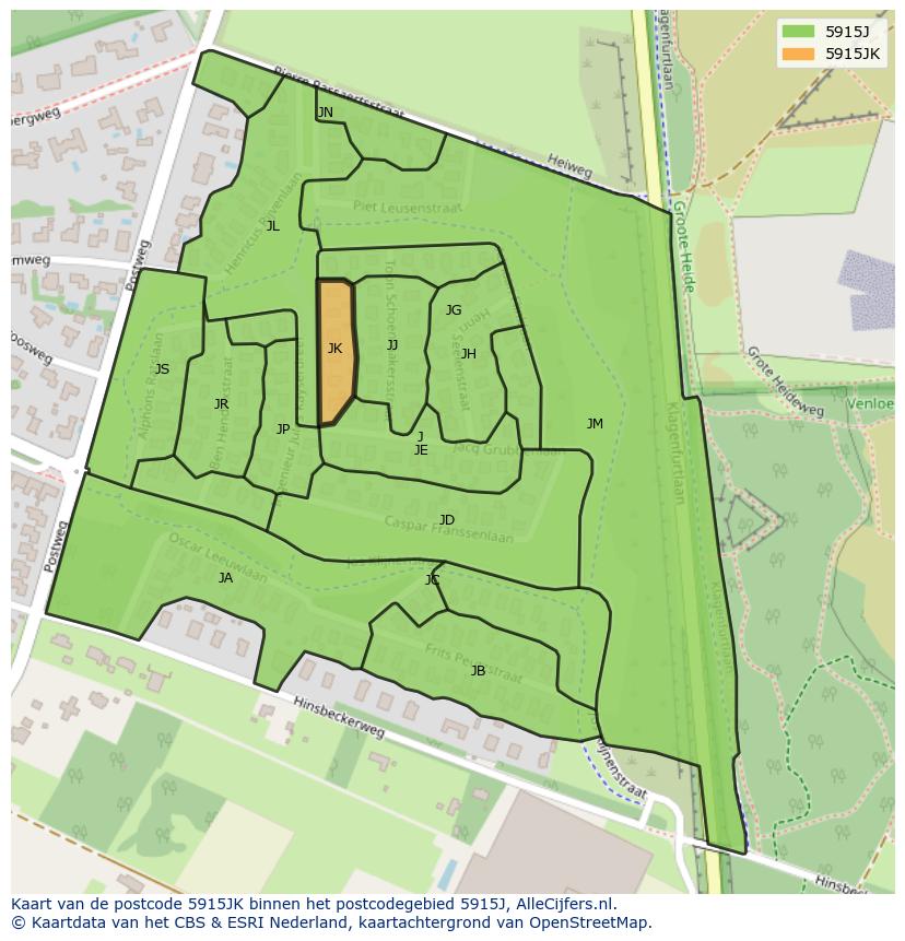 Afbeelding van het postcodegebied 5915 JK op de kaart.