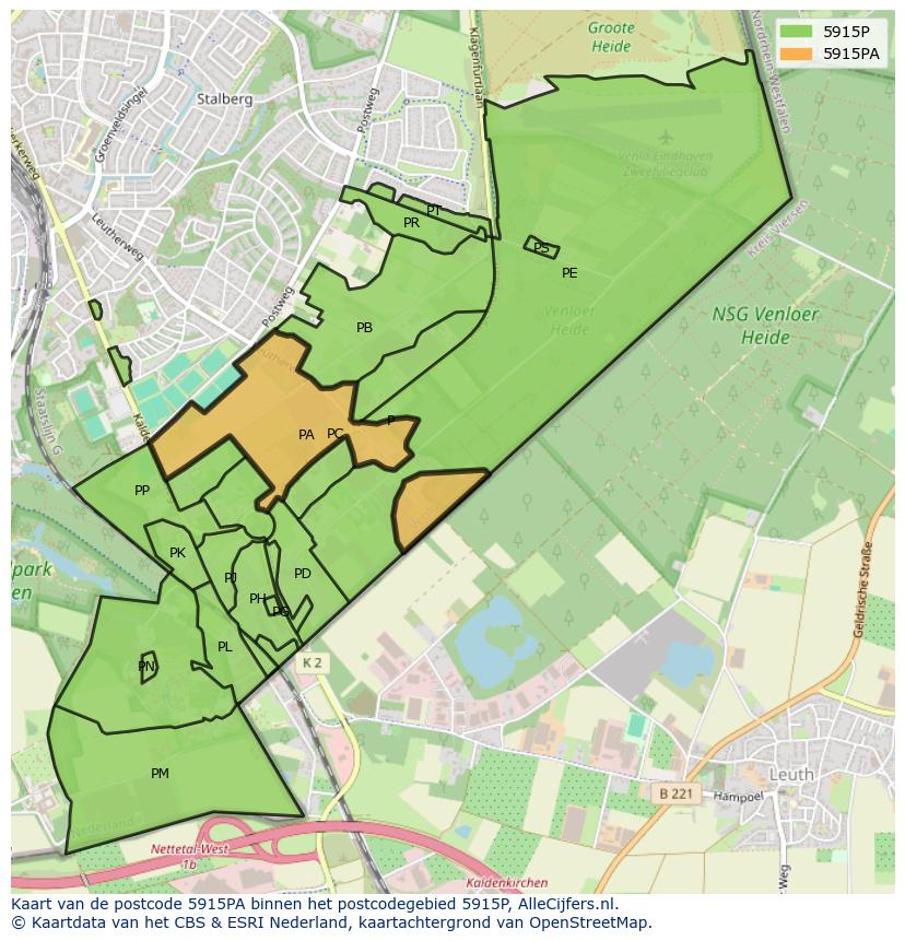 Afbeelding van het postcodegebied 5915 PA op de kaart.