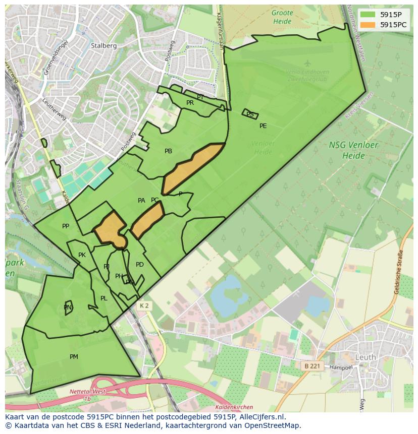 Afbeelding van het postcodegebied 5915 PC op de kaart.