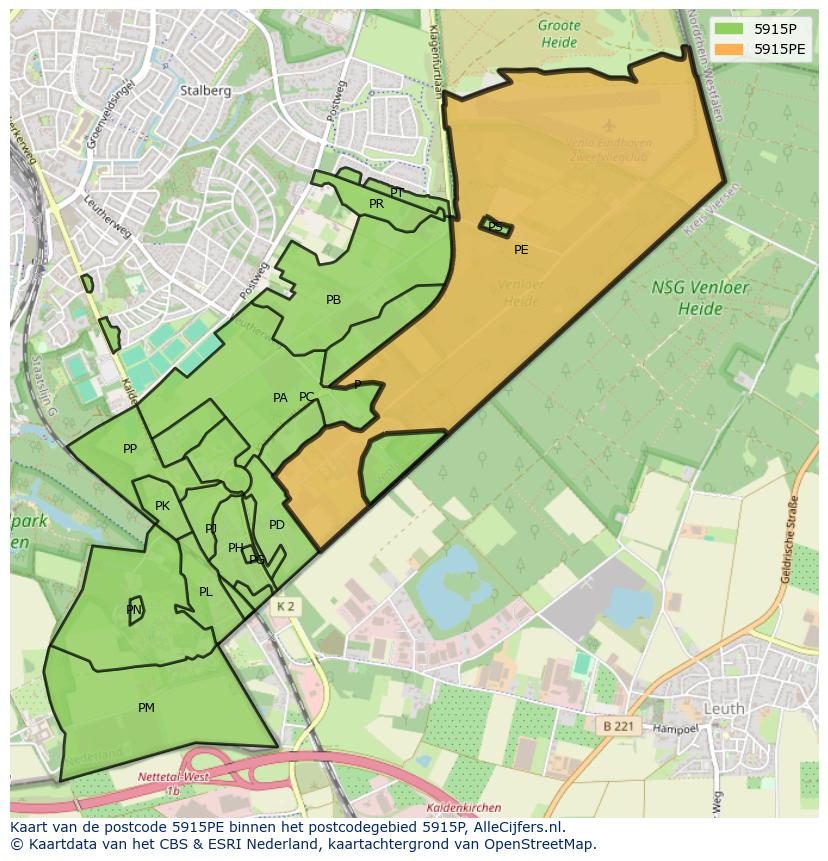 Afbeelding van het postcodegebied 5915 PE op de kaart.