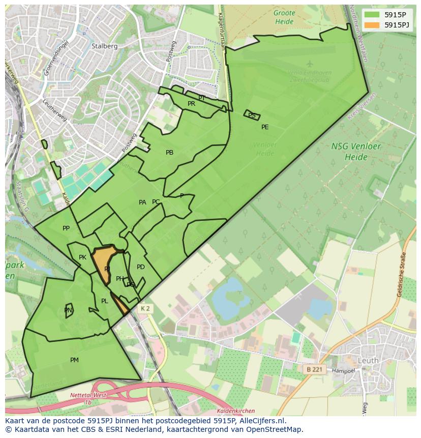 Afbeelding van het postcodegebied 5915 PJ op de kaart.