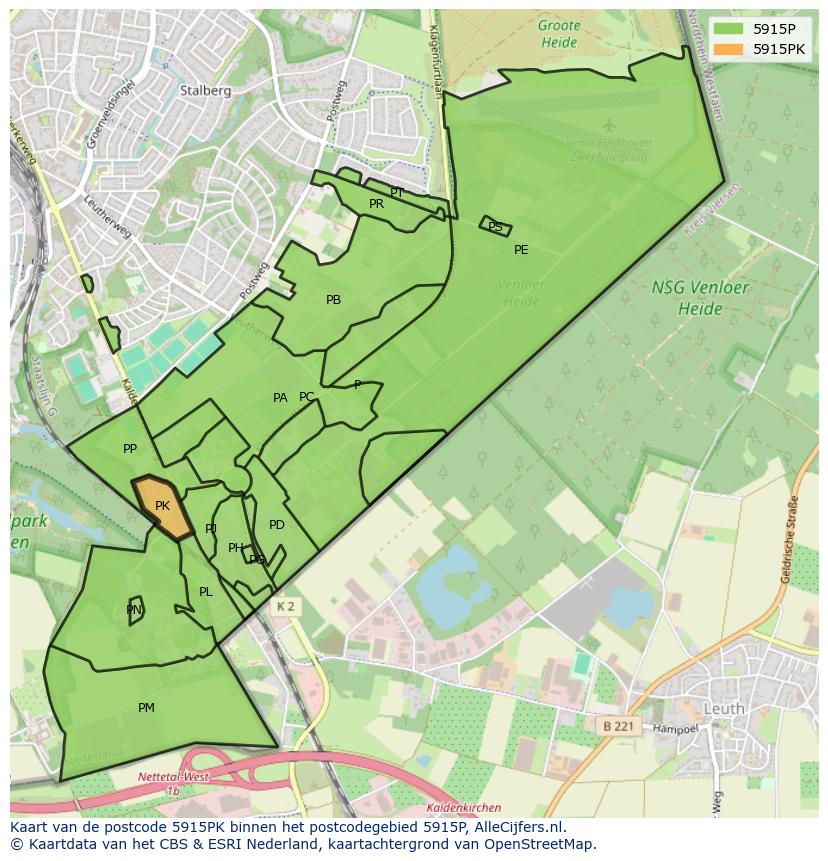 Afbeelding van het postcodegebied 5915 PK op de kaart.