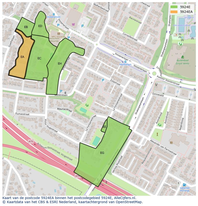 Afbeelding van het postcodegebied 5924 EA op de kaart.