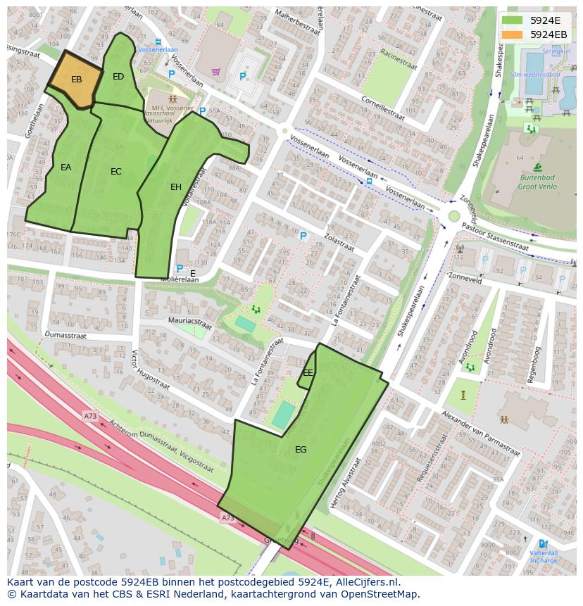 Afbeelding van het postcodegebied 5924 EB op de kaart.