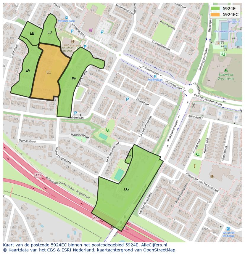 Afbeelding van het postcodegebied 5924 EC op de kaart.