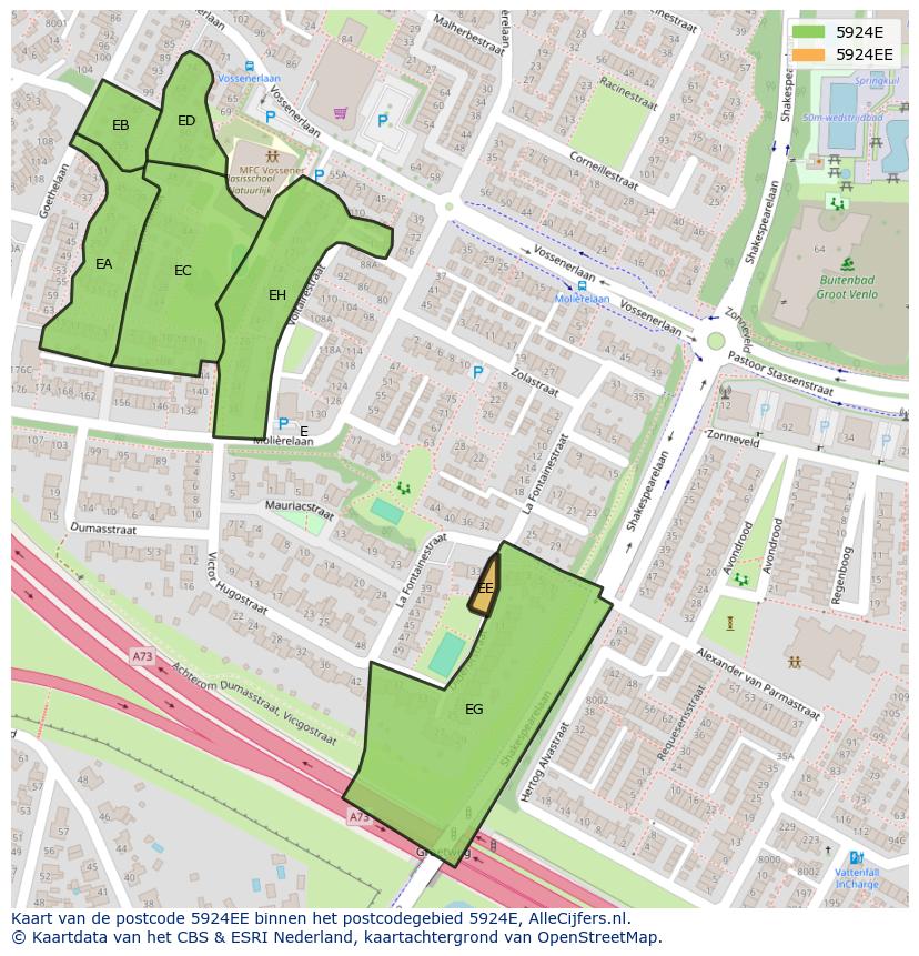 Afbeelding van het postcodegebied 5924 EE op de kaart.
