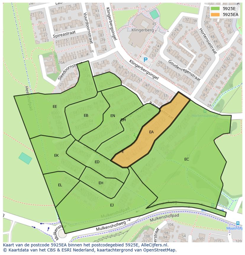 Afbeelding van het postcodegebied 5925 EA op de kaart.