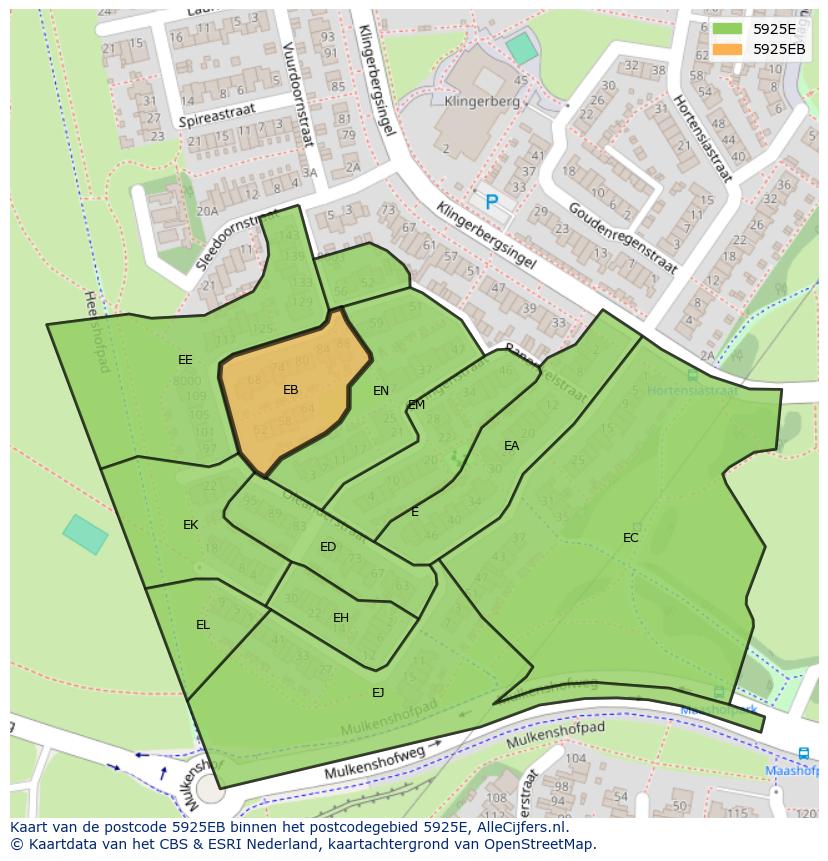 Afbeelding van het postcodegebied 5925 EB op de kaart.