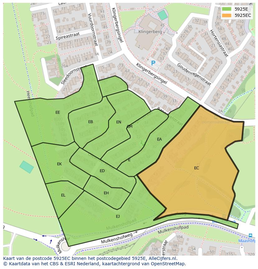 Afbeelding van het postcodegebied 5925 EC op de kaart.